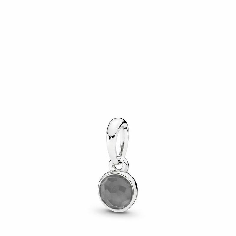 Pandora June Droplet Pendant Ireland - Sterling Silver/Grey/Moonstone - 063189GAU